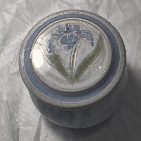 Handmade Pottery Cream & Sugar Set by Patricia Eggen, ' Iris" Pattern glazed - Picture 1 of 7